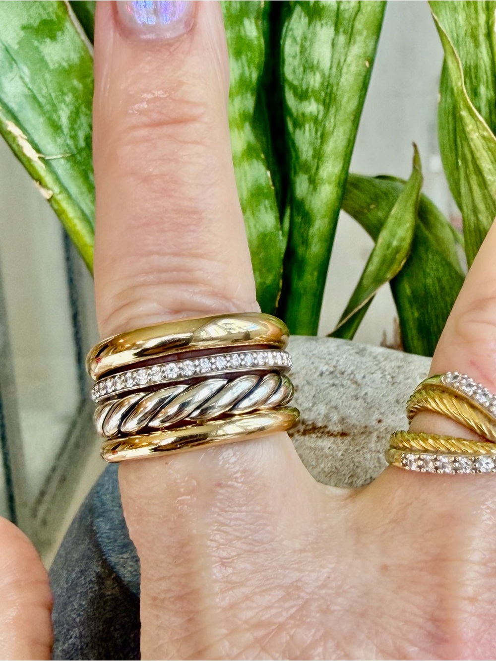 Sold.    David Yurman 18 karat gold sterling and Diamond Ring - Picture 8 of 12